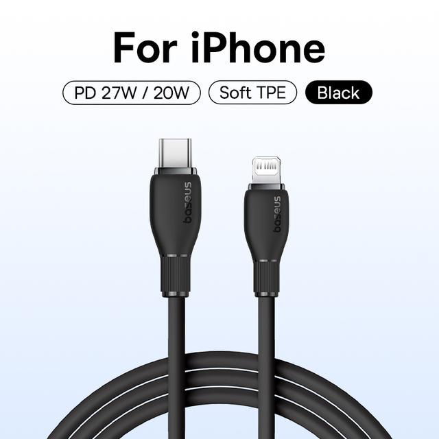 Кабель Baseus Type-C - Lightning, 27 Вт, 1.2 м (4 цвета) + 2 метра за 275₽
