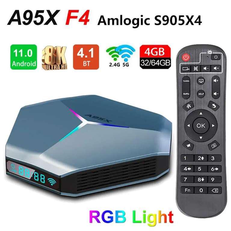 Приставка Смарт-ТВ A95X F4 Amlogic S905X4, Android 11, 4 Гб 128 Гб UK PLUG (вилка две полоски) Антуту 103000 обещается. Раскупили.